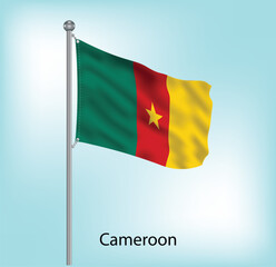 Cameroon waving flag on flagpole