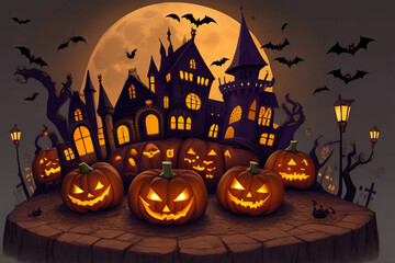 illustration of a halloween concept dark background