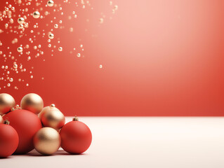 Christmas ornaments and star background with copy space holiday and happy new year concept