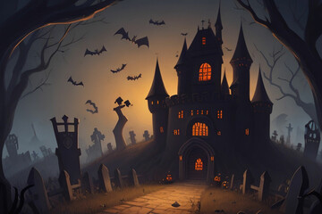 illustration of a halloween concept dark background