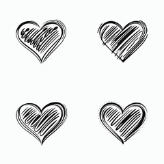 set of hearts scribble heart vector