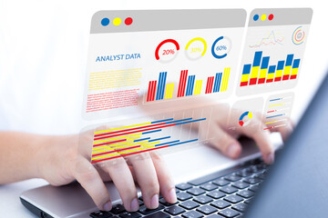 Business Analytics Finance Neural Network AI Big Data Technology Data scientists query, analyze, and visualize complex datasets on a virtual screen. information flow concept processing of bigdata