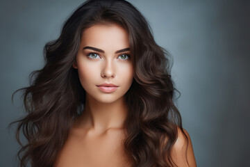 Naklejka premium Magnetic Young Woman Model Natural Background . Сoncept Modern Fashion Trends, Magnetic Forces, Youthful Beauty, Nature Backgrounds
