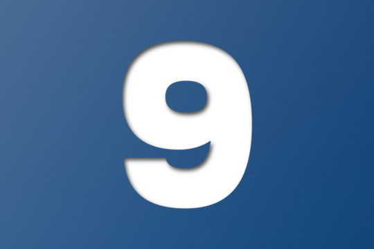 Blue paper font number 8 isolated on transparent background.