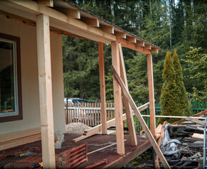 wooden patio under construction