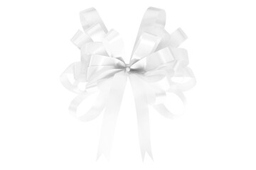 White gift bow ribbon isolated on transparent background.