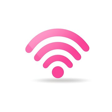 Simple pink Wi-fi icon. Minimalistic wireless internet symbol. Generative AI.