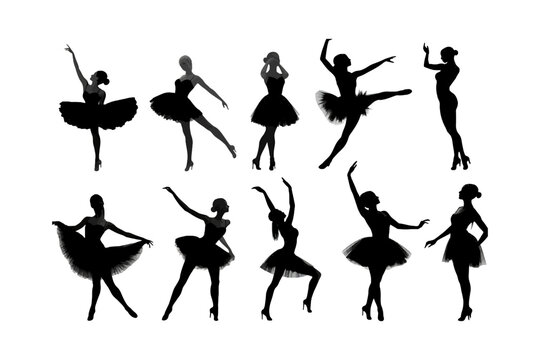 Silhouettes of ballet dancers set. Vector illustration desing.