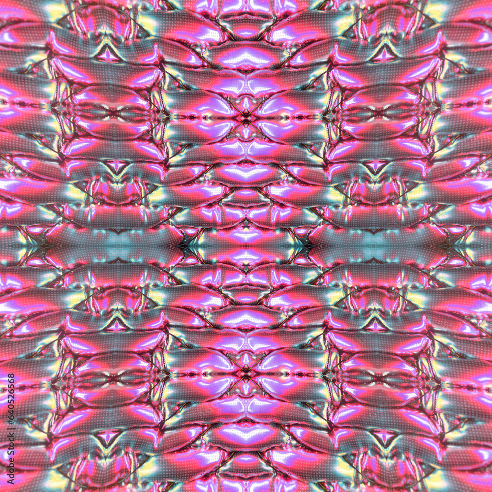 Aufkleber Digital illustration of a symmetrical pattern of inflated metallized cylinders wrapped in steel wire. 3d rendering
