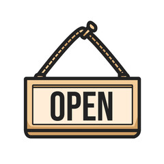 Store Open Wooden Sign Clipart