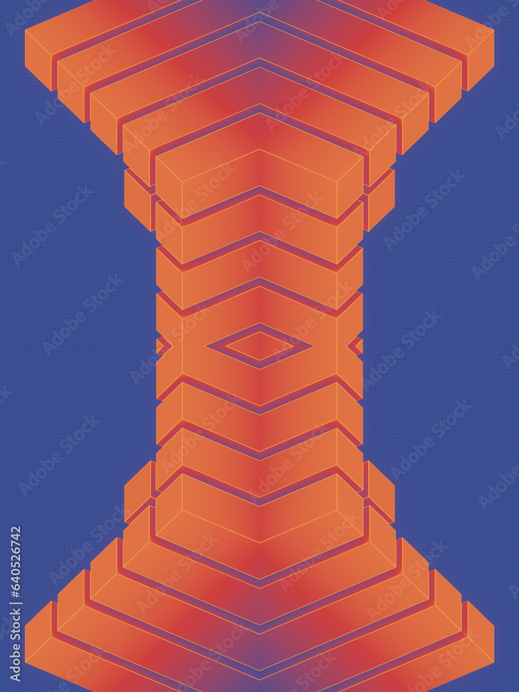 Aufkleber Clean and simple symmetrical geometric background with rectangular geometric. 3d rendering digital illustration