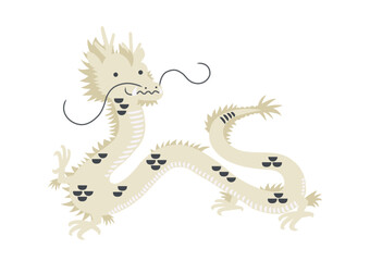 かわいい龍の全身イラスト_白龍