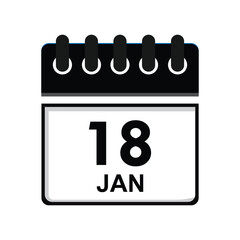 calender icon, 18 january icon with white background