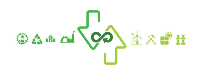 circular economy icons on white background	