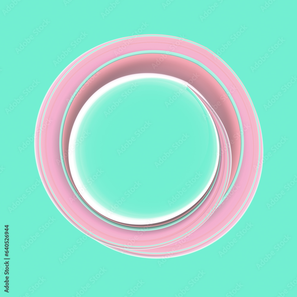 Poster Digital illustration with a circle of smooth colorful waves. 3d rendering abstract background