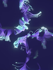 Obraz premium Interlacing magical growing lines in bright neon color. 3d rendering digital illustration