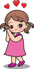 little girl with heart above her head vector