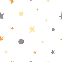 Watercolor cute stars and planets seamless pattern. Hand drawn magic night repeating print. Starry endless vector background for kids fabric, textile, wallpaper © Оксана Назарова