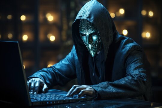Hacker Anonymous man attack on cyber network generate with Ai.