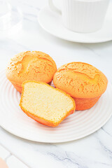 Egg cake, healthy breakfast, indoor close-up, photography