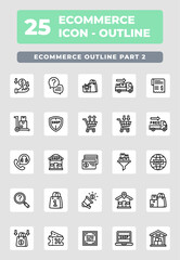 Ecommerce Shopping Outline Icon Style