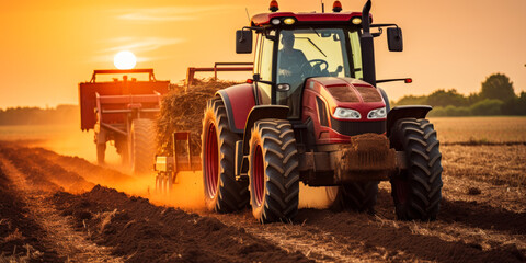 Farming Equipment at Sunset, a Symbol of the Hard Work of Farmers