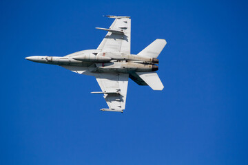 F18 Jet Fighter underside on flypast
