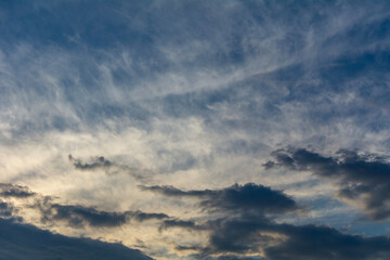 Colorful clouds during sunset in a colorful sky.