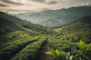Tea Plantation in the Cameron Highlands, Malaysia. The tea plantation is one of the most popular tourist attractions in Malaysia.