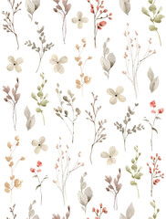 Watercolor vector seamless pattern with autumn twigs. - 640528798