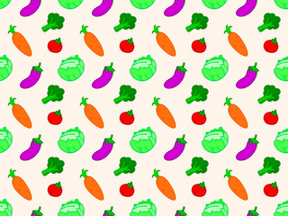 Simple and cute vegetables seamless pattern wallpaper. Doodle symbol seamless design fashion all over print. Colorful cute fabric pattern illustration. Wallpaper texture. Print background.