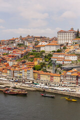 Fototapeta na wymiar View of roofs and river Douro in Porto