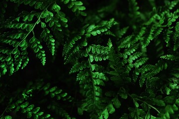 Close-up view of the bush of fern leaves background