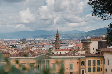 Fototapeta na wymiar Boboli Garden, view of town Florence