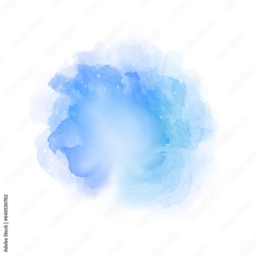 Poster blue purple watercolor paint round shape with liquid fluid isolated on transparent background for de