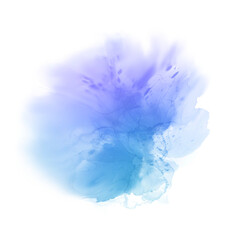 Blue purple watercolor paint round shape with liquid fluid  isolated on transparent background for design elements. - 640530717