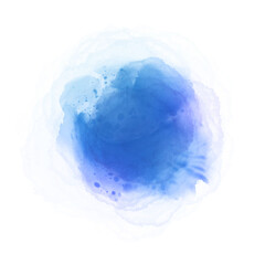 Blue purple watercolor paint round shape with liquid fluid texture isolated on transparent background for design elements.