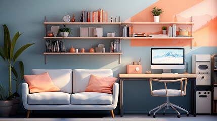 Minimal interior decoration working room