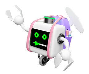 3d Artificial Intelligence, Machine Learning with backpack isolated. back to school, education concept, 3d render illustration