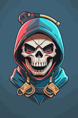 a skull wearing a hoodie