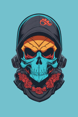 a skull wearing a hoodie