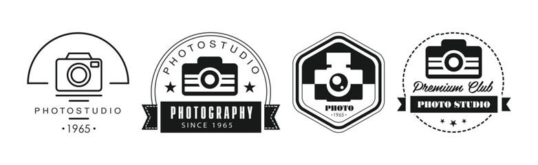 Photo Studio Black Label and Logo Vector Set