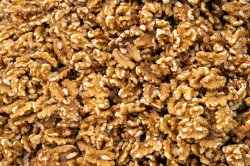 Raw English peeled walnut nuts for sale at the city market