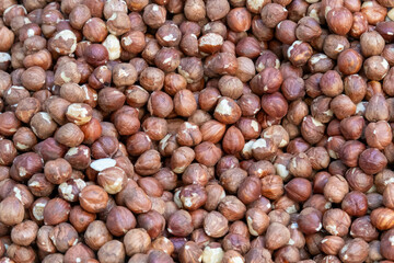 Peeled hazelnuts sold at local city market