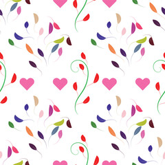floral and love seamless pattern design.