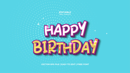 Happy Birthday Modern editable text effect in background. Suitable for tourism promotional banner, brochure template etc.. Typography logo