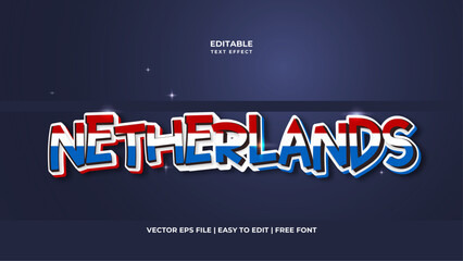 Netherlands Modern editable text effect in background. Suitable for tourism promotional banner, brochure template etc.. Typography logo