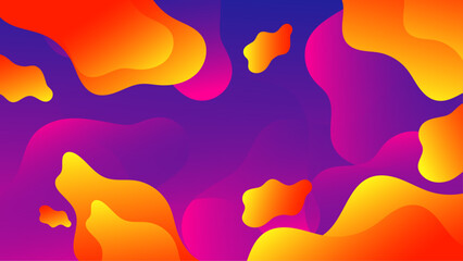 Abstract pink orange yellow,liquid wavy shapes futuristic banner. Glowing retro waves vector background