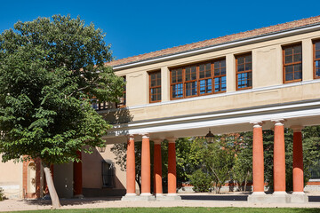 Historic Vista Alegre garden palace. Pasage and columns. Madrid, Spain