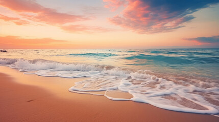 Beautiful tropical beach seascape at sunrise